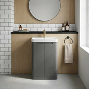 Libras 500mm 2 Door Basin Unit Matt Grey, Includes Ceramic Basin