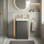 Libras 500mm 2 Door Basin Unit Matt Grey, Includes Ceramic Basin