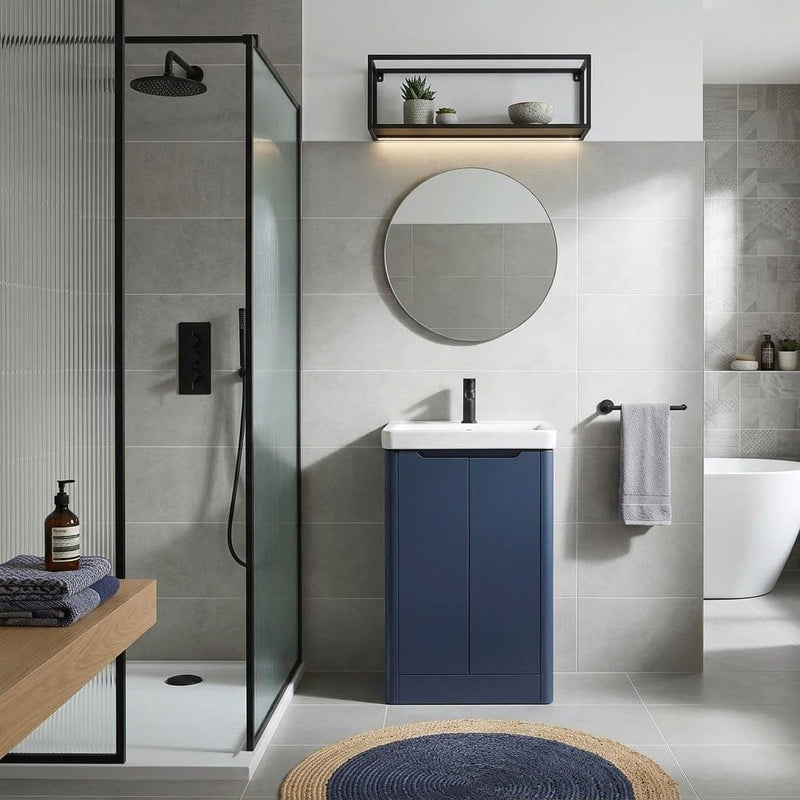 Libras 500mm 2 Door Basin Unit Matt Indigo Includes Ceramic Basin
