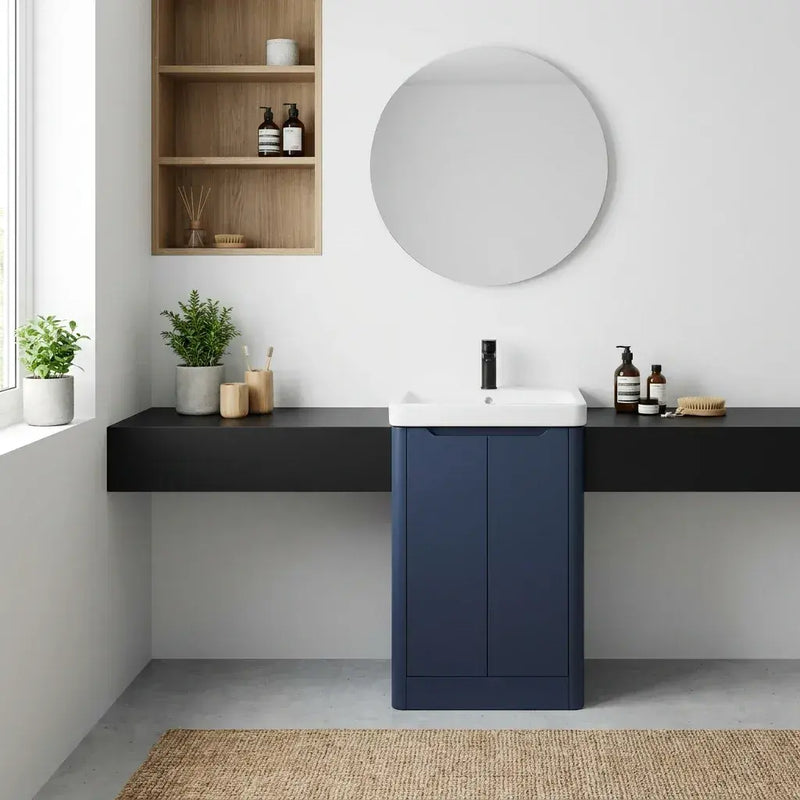Libras 500mm 2 Door Basin Unit Matt Indigo Includes Ceramic Basin