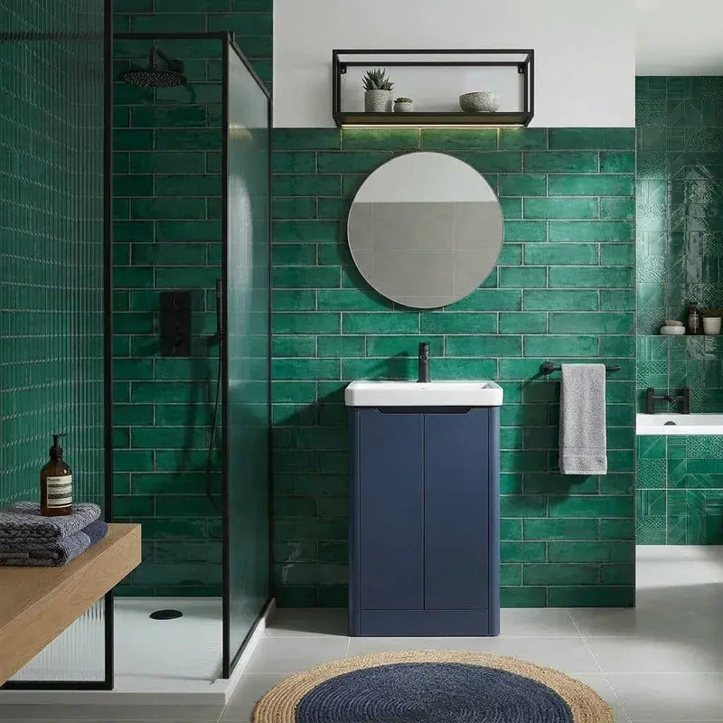 Libras 500mm 2 Door Basin Unit Matt Indigo Includes Ceramic Basin