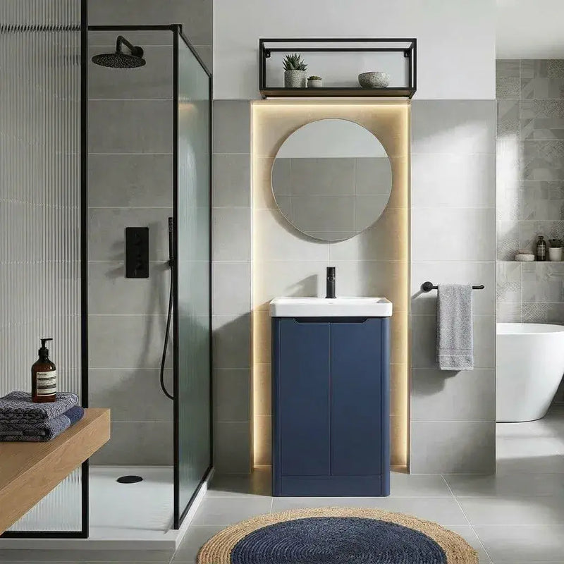 Libras 500mm 2 Door Basin Unit Matt Indigo Includes Ceramic Basin