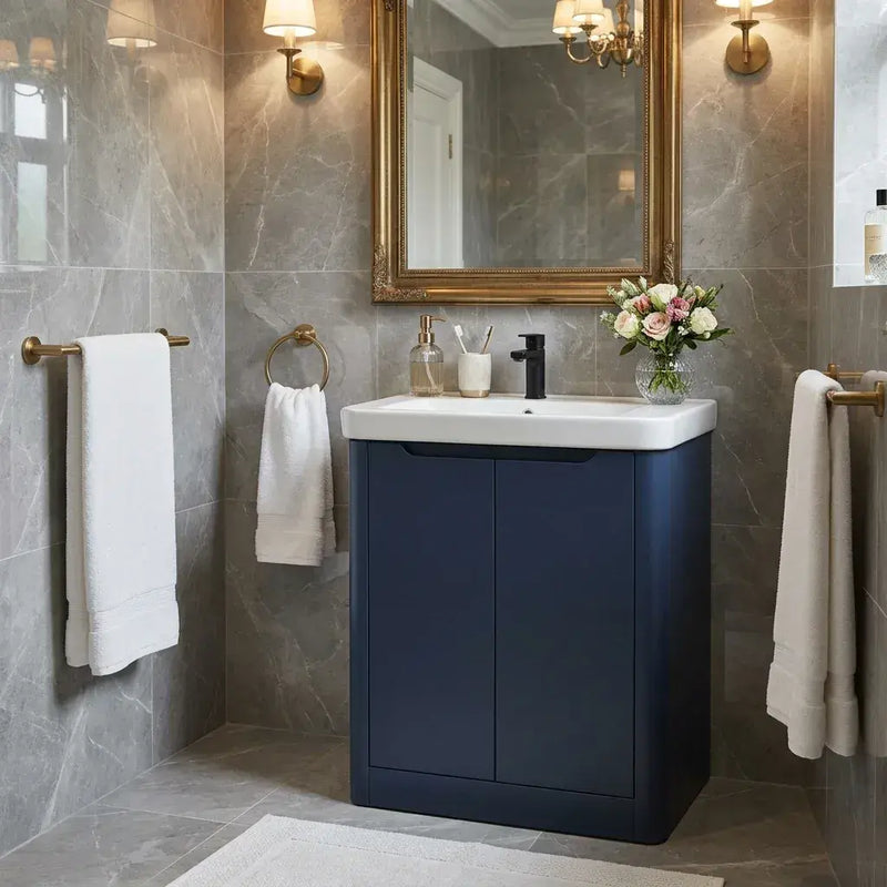 Libras 500mm 2 Door Basin Unit Matt Indigo Includes Ceramic Basin