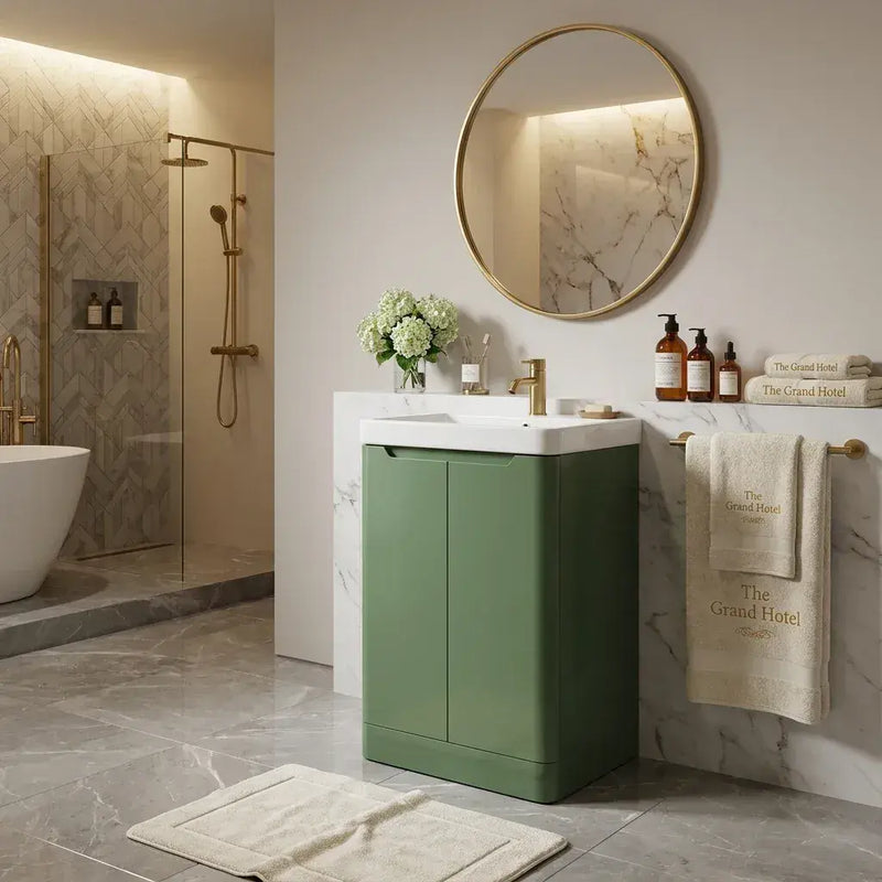 Libras 500mm 2 Door Basin Unit Sage Green - Includes Ceramic Basin