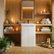 Libras 500mm 2 Door Basin Unit White Gloss, Includes Ceramic Basin