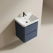 Libras 500mm 2 Drawer Wall Hung Cloakroom Basin Unit, Matt Indigo, Includes Ceramic Basin