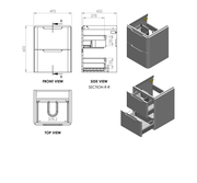 Libras 500mm 2 Drawer Wall Hung Cloakroom Basin Unit, Matt Sage Green, Includes Ceramic Basin