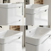 Libras 500mm 2 Drawer Wall Hung Cloakroom Basin Unit, White Gloss, Includes Ceramic Basin