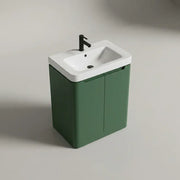 Libras 600mm 2 Door Floor Standing Basin Unit, Matt Sage Green, Includes Ceramic Basin