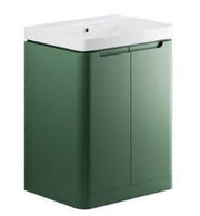 Libras 600mm 2 Door Floor Standing Basin Unit, Matt Sage Green, Includes Ceramic Basin