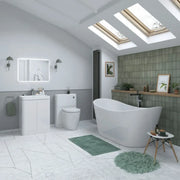 Libras 600mm 2 Door Floor Standing Basin Unit, White Gloss, Includes Ceramic Basin
