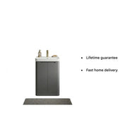 Libras 600mm 2 Door Floor Standing Cloakroom Basin Unit, Matt Grey, Includes Ceramic Basin