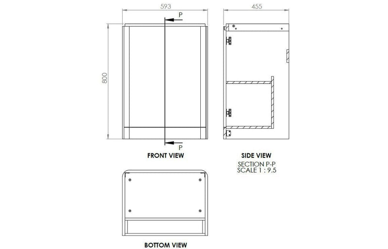 Libras 600mm 2 Door Floor Standing Cloakroom Basin Unit, Matt Grey, Includes Ceramic Basin