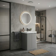 Libras 600mm 2 Door Floor Standing Cloakroom Basin Unit, Matt Grey, Includes Ceramic Basin