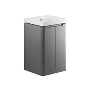 Libras 600mm 2 Door Floor Standing Cloakroom Basin Unit, Matt Grey, Includes Ceramic Basin