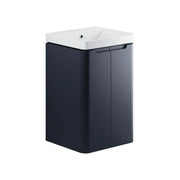 Libras 600mm 2 Door Floor Standing Cloakroom Basin Unit, Matt Indigo, Includes Ceramic Basin