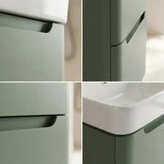 Libras 600mm 2 Drawer Wall Hung Basin Unit, Matt Sage Green, Includes Ceramic Basin