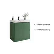 Libras 800 2 Door Floor Standing Basin Unit, Matt Sage Green, Includes Ceramic Basin