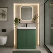 Libras 800 2 Door Floor Standing Basin Unit, Matt Sage Green, Includes Ceramic Basin