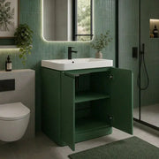 Libras 800 2 Door Floor Standing Basin Unit, Matt Sage Green, Includes Ceramic Basin
