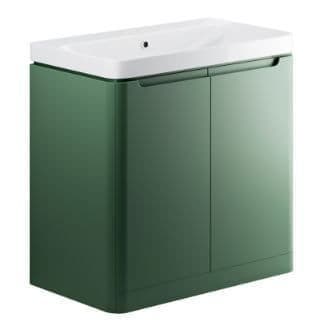 Libras 800 2 Door Floor Standing Basin Unit, Matt Sage Green, Includes Ceramic Basin