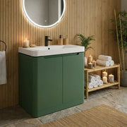 Libras 800 2 Door Floor Standing Basin Unit, Matt Sage Green, Includes Ceramic Basin