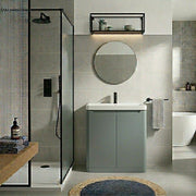 Libras 800mm 2 Door Floor Standing Basin Unit, Matt Grey, Includes Ceramic Basin