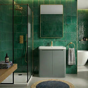 Libras 800mm 2 Door Floor Standing Basin Unit, Matt Grey, Includes Ceramic Basin