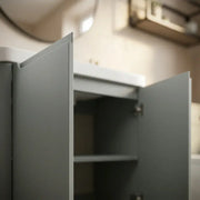 Libras 800mm 2 Door Floor Standing Basin Unit, Matt Grey, Includes Ceramic Basin