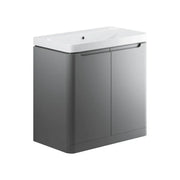 Libras 800mm 2 Door Floor Standing Basin Unit, Matt Grey, Includes Ceramic Basin
