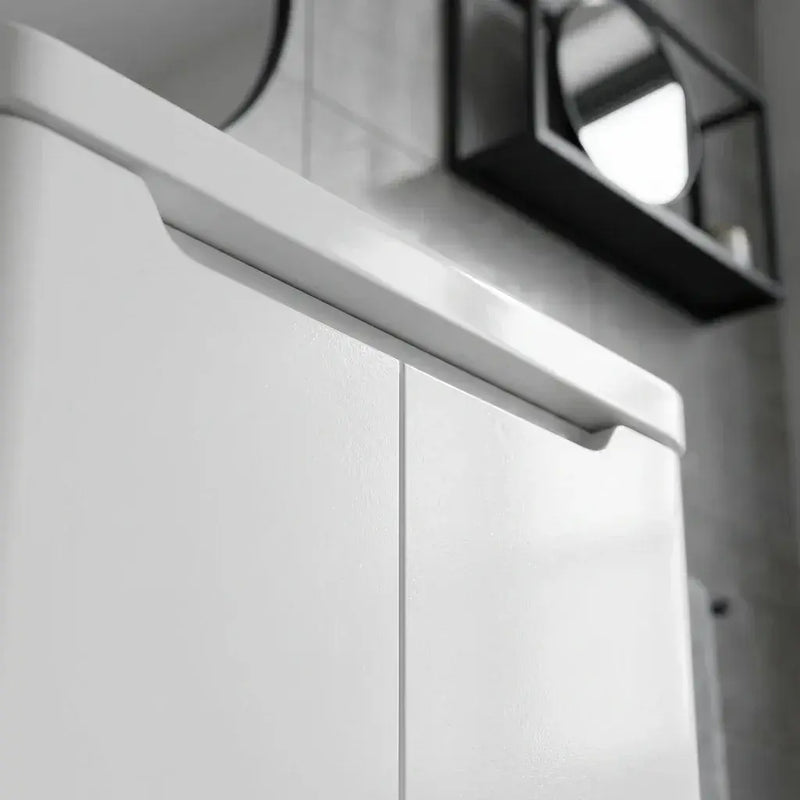 Libras 800mm 2 Door Floor Standing Basin Unit, White Gloss, Includes Ceramic Basin