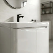Libras 800mm 2 Door Floor Standing Basin Unit, White Gloss, Includes Ceramic Basin