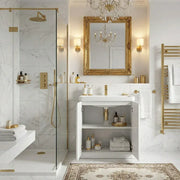 Libras 800mm 2 Door Floor Standing Basin Unit, White Gloss, Includes Ceramic Basin