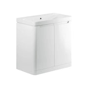Libras 800mm 2 Door Floor Standing Basin Unit, White Gloss, Includes Ceramic Basin