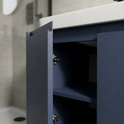 Libras 800mm 2 Door Floor Standing Cloakroom Basin Unit, Matt Indigo, Includes Ceramic Basin