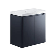 Libras 800mm 2 Door Floor Standing Cloakroom Basin Unit, Matt Indigo, Includes Ceramic Basin