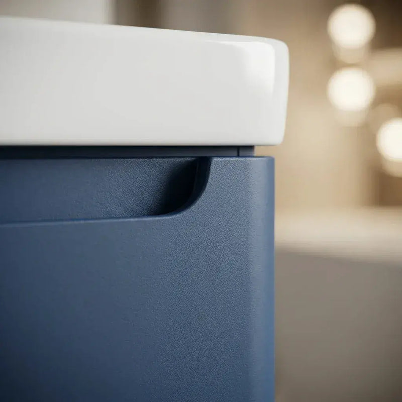 Libras 800mm 2 Drawer Wall Hung Basin Unit, Matt Indigo, Includes Ceramic Basin