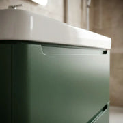 Libras 800mm 2 Drawer Wall Hung Basin Unit, Matt Sage Green, Includes Ceramic Basin