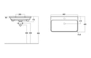 Libras 800mm 2 Drawer Wall Hung Basin Unit, White Gloss, Includes Ceramic Basin