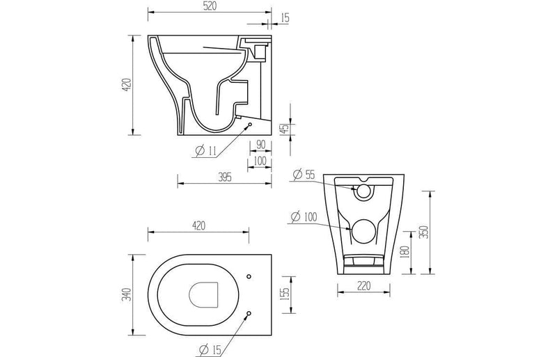 Lile Rimless Back To Wall Toilet With Soft Close Seat