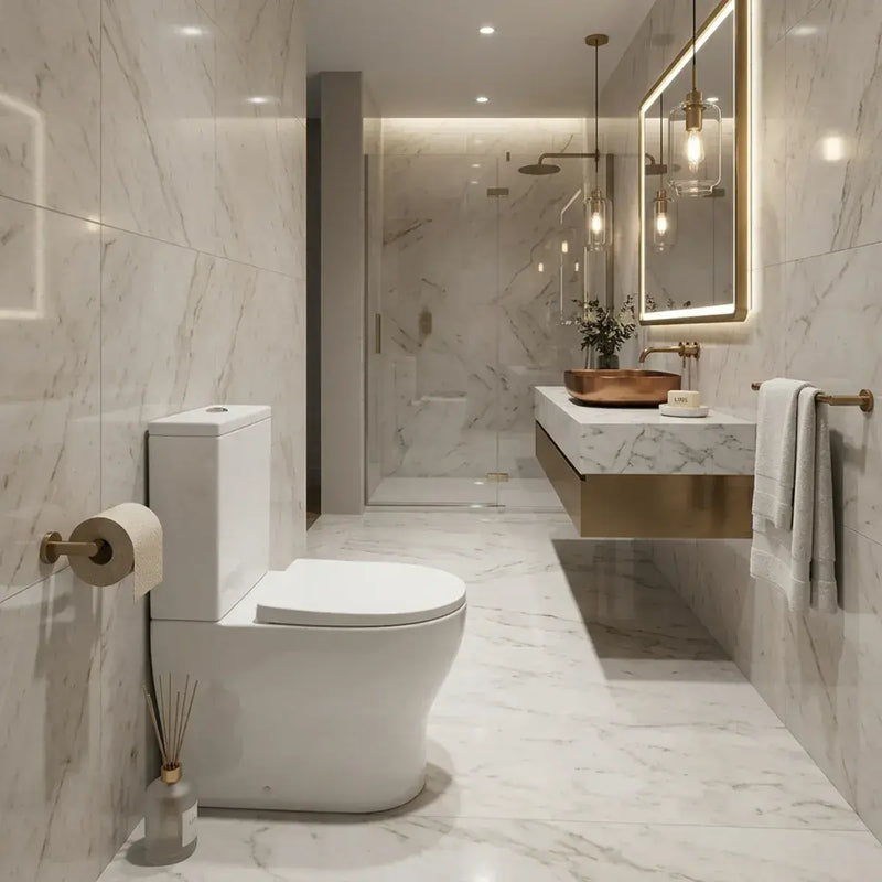 Lile Rimless Short Projection Closed Back Close Coupled Toilet With Cistern Slim Close Seat - White