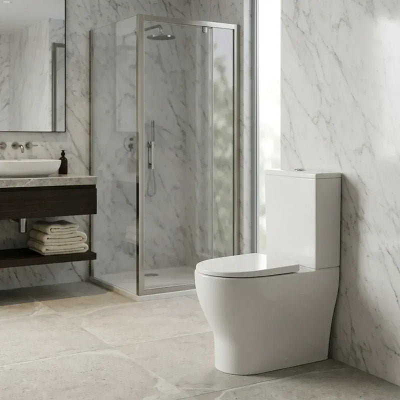 Lile Rimless Short Projection Closed Back Close Coupled Toilet With Cistern Slim Close Seat - White