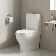 Lile Rimless Short Projection Closed Back Close Coupled Toilet With Cistern Slim Close Seat - White