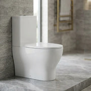 Lile Rimless Short Projection Closed Back Close Coupled Toilet With Cistern Slim Close Seat - White