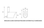Lile Rimless Short Projection Closed Back Close Coupled Toilet With Cistern Slim Close Seat - White