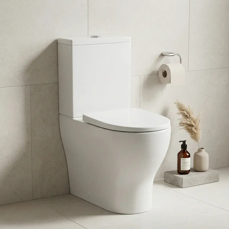 Lile Rimless Short Projection Closed Back Close Coupled Toilet With Cistern Slim Close Seat - White