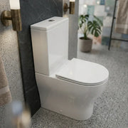 Lile Rimless Short Projection Closed Back Close Coupled Toilet With Cistern Slim Close Seat - White