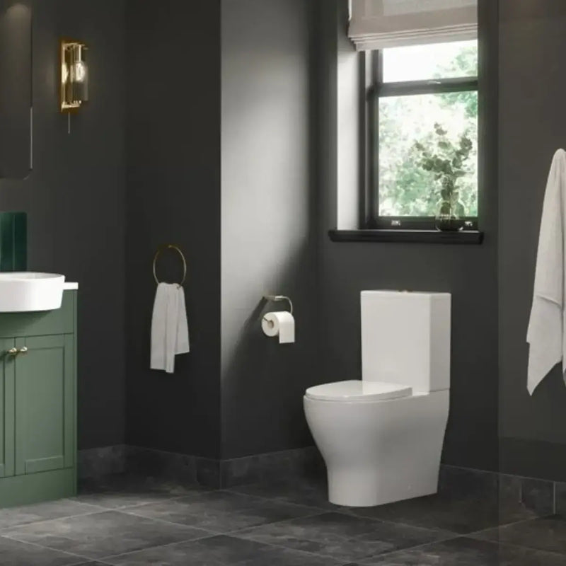 Lile Rimless Short Projection Closed Back Close Coupled Toilet With Cistern Slim Close Seat - White