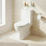 Lile Rimless Short Projection Open Back Close Coupled Toilet With Cistern Slim Close Seat - White