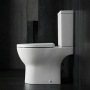Lile Rimless Short Projection Open Back Close Coupled Toilet With Cistern Slim Close Seat - White